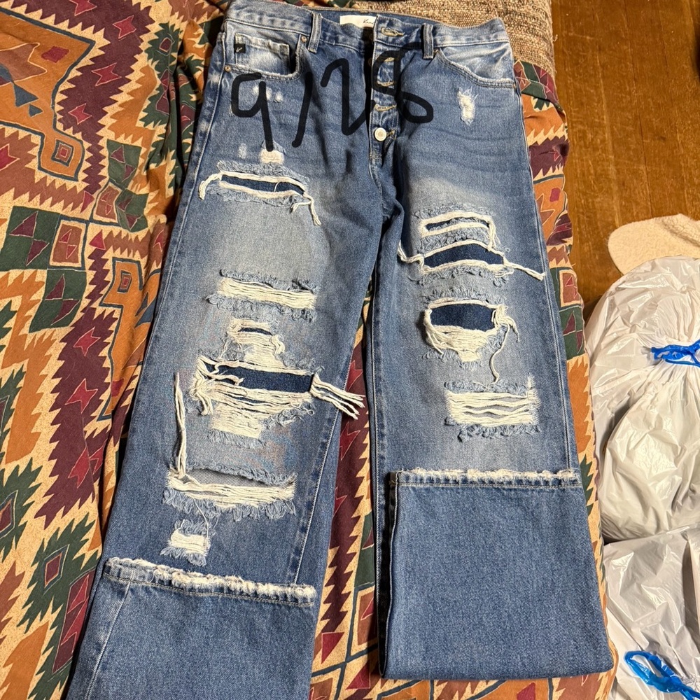 Distressed Blue Jeans